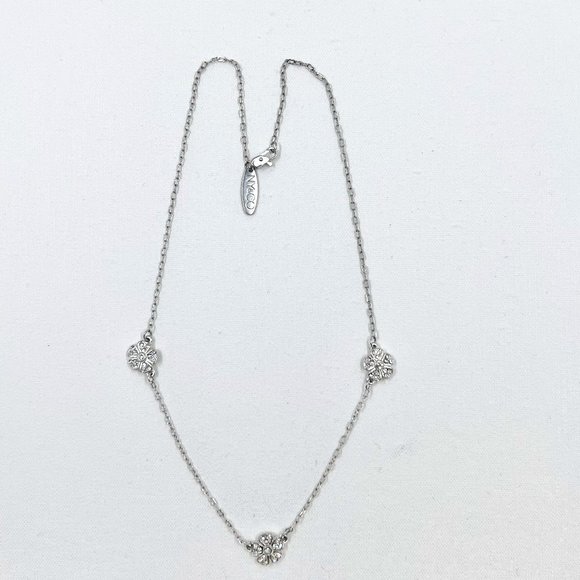 NWOT - NY & CO - Jeweled Flower Charms Silver Tone 16” Chain Necklace - Picture 5 of 8